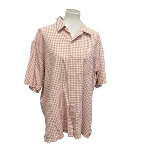 Vintage 1990s FUBU Mens XL Short Sleeve Cotton Blend Button Up Shirt Small Hole